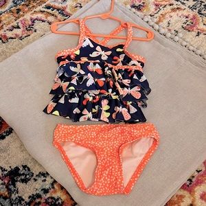 Navy/Coral Butterfly Tankini
